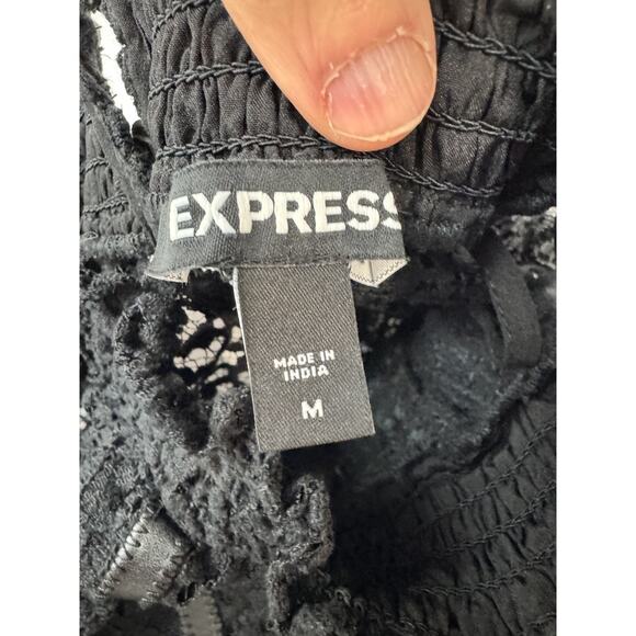 Goth Whimsigoth Witchy Lace Grunge Black Express Mock Neck Ruffle Top Medium - Picture 5 of 9